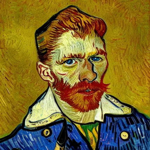 Image similar to fry with a sword, painting, artwork by van gogh