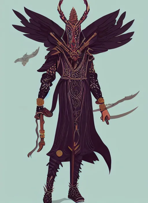 Image similar to hawk headed warlock, wind magic, exquisite details, full body character design, white background, by studio muti
