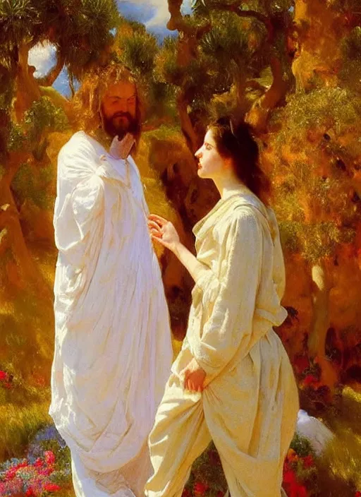 Prompt: a painting so beautiful and universally loved it creates peace on earth, profound epiphany, atmospheric, by john singer sargent and agostino arrivabene and joaquin sorolla