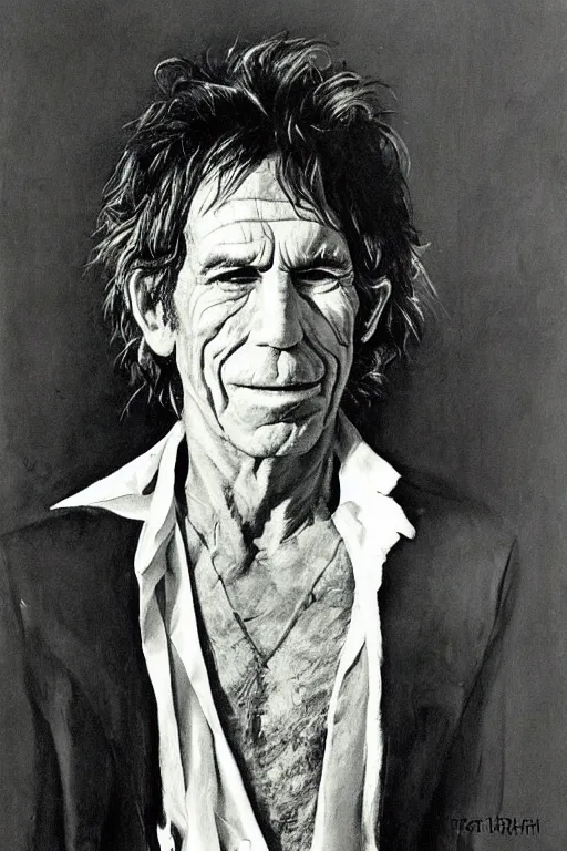 Prompt: “portrait of Keith Richards, by Robert McGinnis”