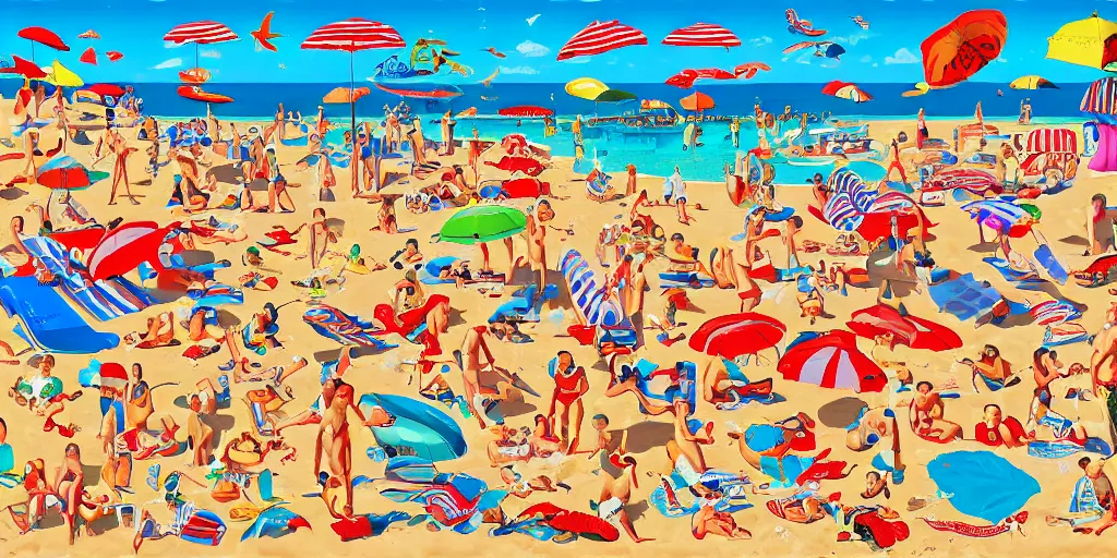 Image similar to a huge Where’s Waldo at the beach puzzle