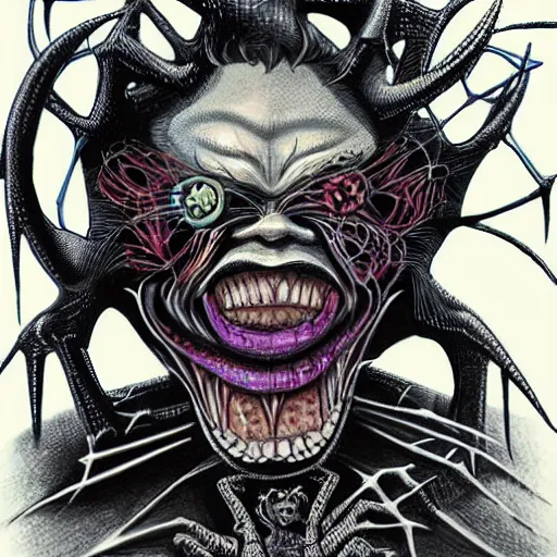 Image similar to fractal spider joker by giger