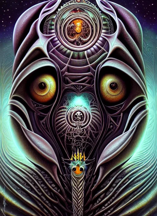 Prompt: cosmic lovecraft giger fractal random animal portrait, pixar style, by tristan eaton stanley artgerm and tom bagshaw.