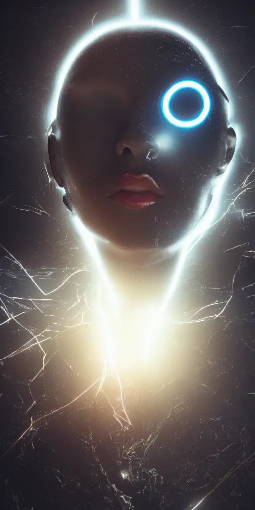 Image similar to artificial intelligence becomes alive, digital art, highly detailed, trending on artstation, lens flare, atmosphere, hyper realistic, cinematic lightning, sharp focus, extreme details perfect face, pretty face, fine - face, 8 k, ultra texture, masterpiece