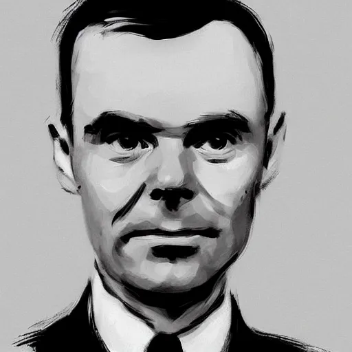 Prompt: A digital portrait painting of Alan Turing in the style of Guy Denning Trending on ArtStation. Digital art