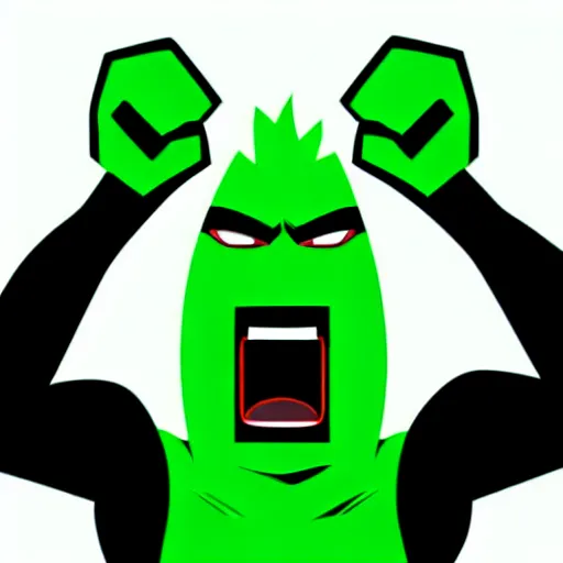 Image similar to a picture of a green man with his fist up, vector art by mor than, trending on deviantart, mingei, flat shading, prerendered graphics, marvel comics