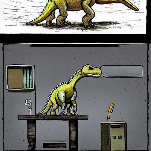 Image similar to dinosaur invented computer