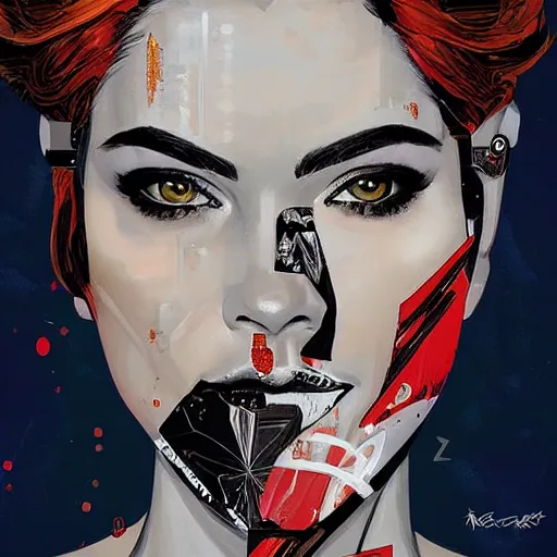 Prompt: a portrait of a beautiful woman as a robot, by marvel comics and Sandra Chevrier