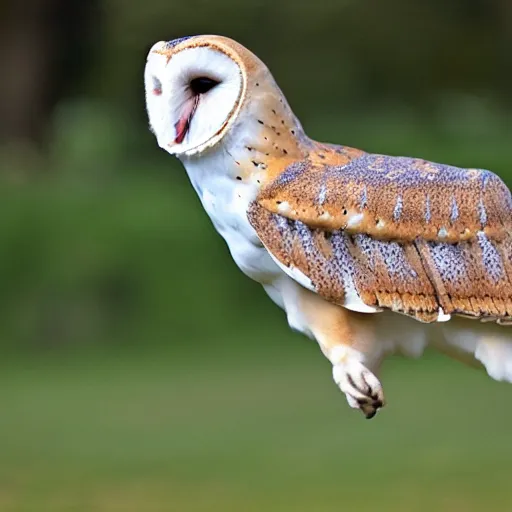 Prompt: a hybrid of a barn owl and a deer