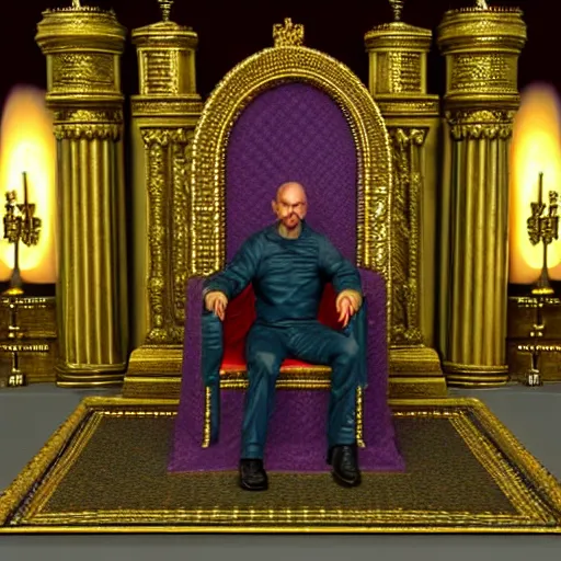 Prompt: king sitting in his throne room. ultra realistic. highly detailed.