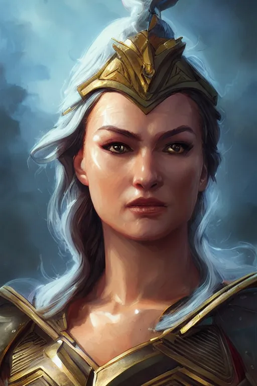 Image similar to amazon valkyrie athena, d & d, fantasy, portrait, highly detailed, headshot, digital painting, trending on artstation, concept art, sharp focus, illustration, art by artgerm and greg rutkowski and magali villeneuve