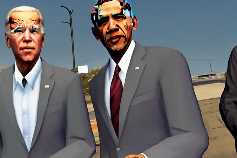 Prompt: obama and joe biden in gta v, detailed