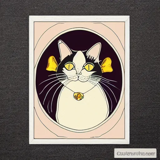 Image similar to cat portrait, art nouveau style