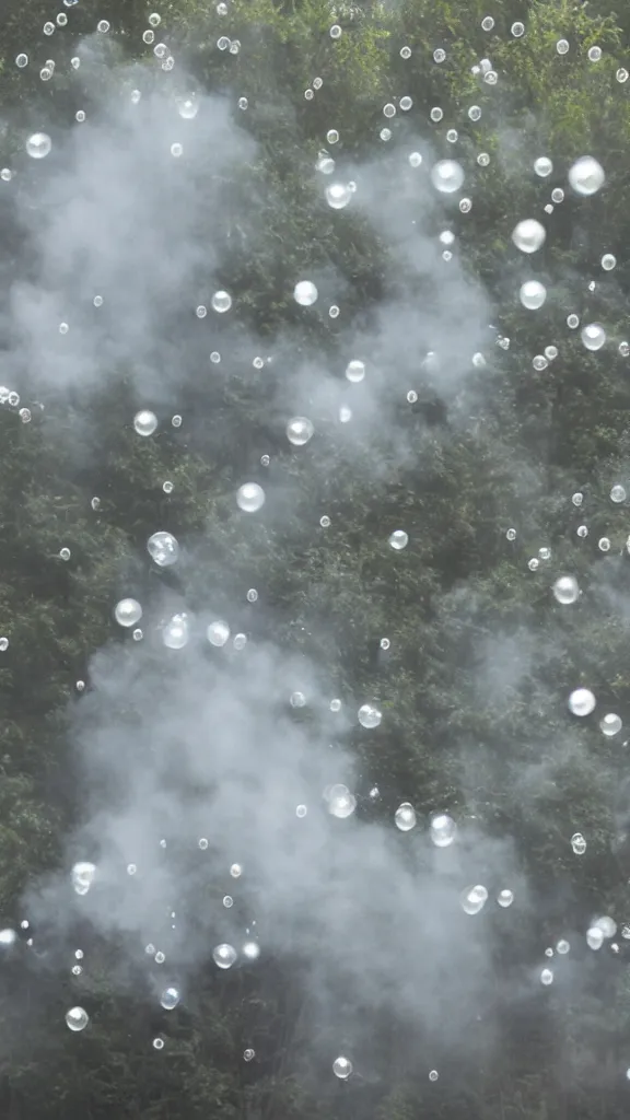 Image similar to bubbles filled with smoke bursting,