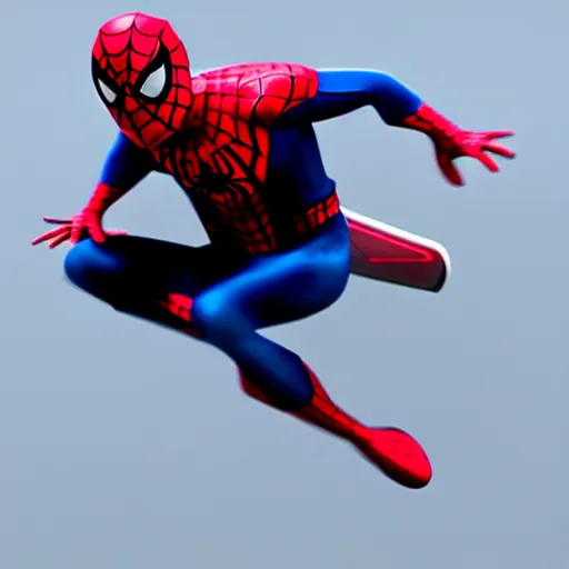 Prompt: spiderman falls off a hoverboard