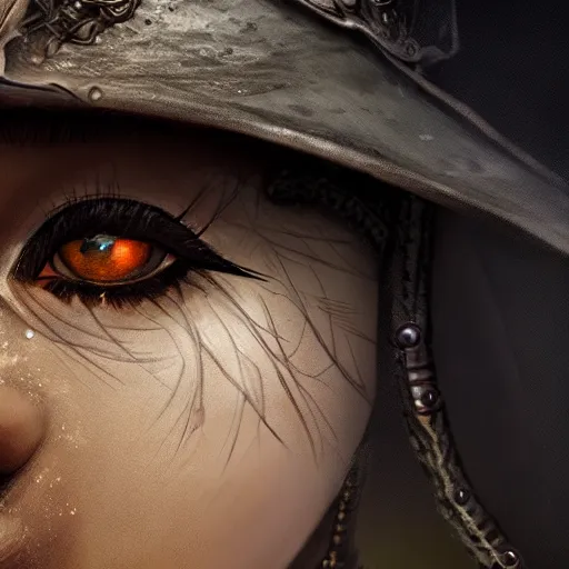 Image similar to higly detailed full body character art of a high fantasy sorceres eyes covered by a pointy mage hat, full body, highly detailed, photo realistic, dark fantasy atmosphere, froggy, 8K, matte-painting