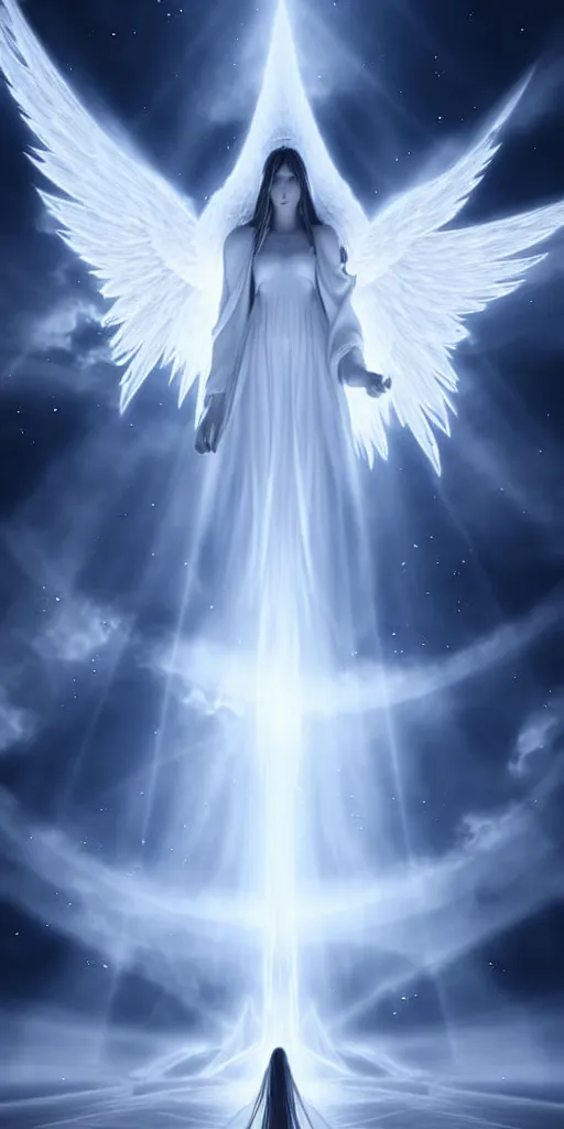 Prompt: a way to go to heaven. very beautiful and peaceful celestial way in the sky to go to the gate of heaven. we can see very detailed angels fly near this way. souls are across the way. white ominous. volumetric light, intricate, very beautiful fantasy art, digital illustration. unreal engine 5 rendering.