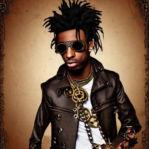 Image similar to playboi carti in steampunk style digital art 4 k the detailed super realistic