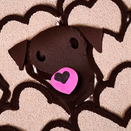 Image similar to a heart shaped brown yorkshire dog made of chocolate