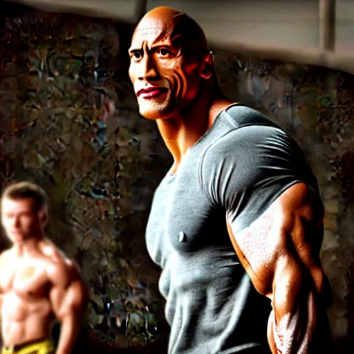 Prompt: dwayne johnson playing pinocchio, the rock casting, movie still