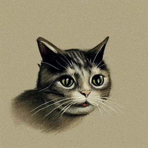 Image similar to David Gentleman illustration of a cute cat