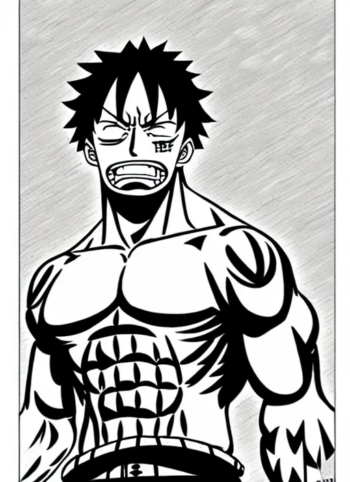 Image similar to dwayne johnson as character in one piece manga, sketch by eiichiro oda