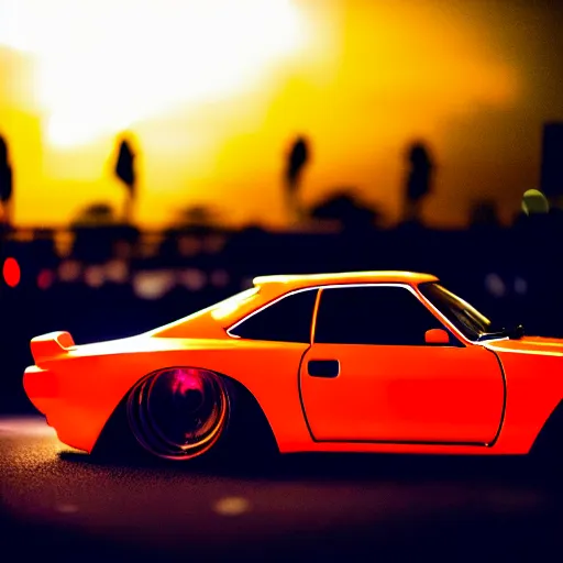 Prompt: a car S30 turbo drift at illegal car meet, shibuya prefecture, sunset night mist neon lights, cinematic color, photorealistic, highly detailed wheels, highly detailed