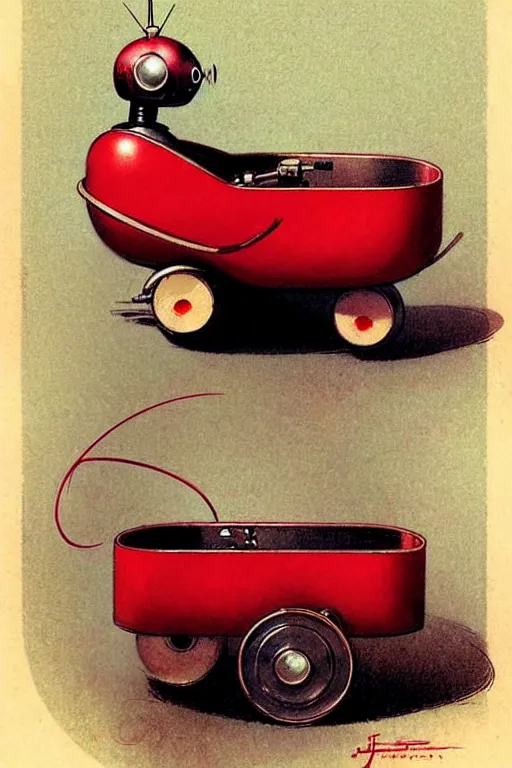 Image similar to ( ( ( ( ( 1 9 5 0 s retro future android robot fat robot mouse red wagon. muted colors., ) ) ) ) ) by jean - baptiste monge,!!!!!!!!!!!!!!!!!!!!!!!!!