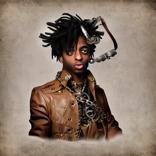 Image similar to playboi carti steampunk style 4 k detailed super realistic