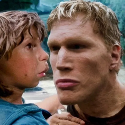 Prompt: Live Action Still of Jerma985 in The Goonies, real life, hyperrealistic, ultra realistic, realistic, highly detailed, epic, HD quality, 8k resolution, body and headshot, film still