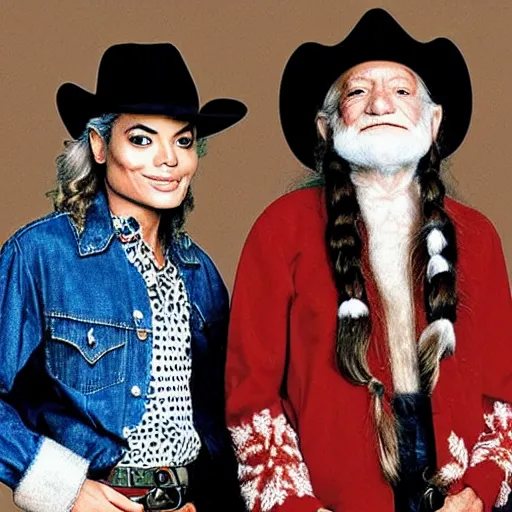 Image similar to album cover for michael jackson and willie nelson's christmas album