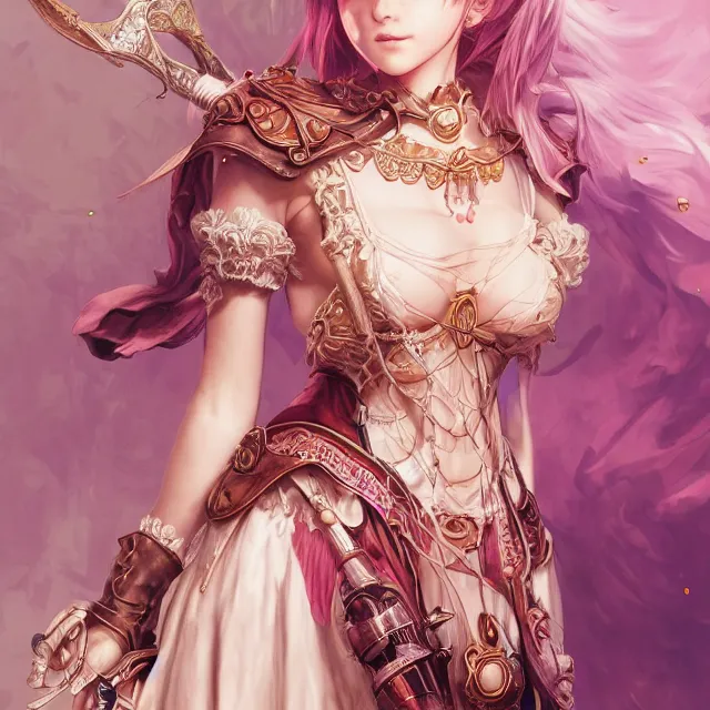 Prompt: studio portrait of neutral good colorful female cleric bard healer as absurdly beautiful, elegant, young skinny gravure idol, ultrafine hyperdetailed face illustration by kim jung gi, irakli nadar, intricate linework, sharp focus, bright colors, octopath traveler, final fantasy, unreal engine highly rendered, global illumination, radiant light, detailed and intricate environment