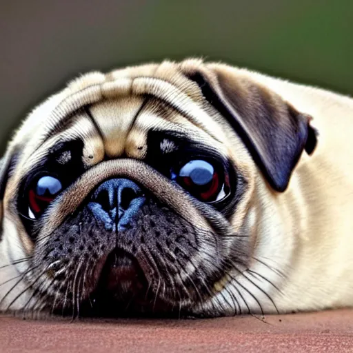 Image similar to A baby seal mixed with a pug, hybrid,