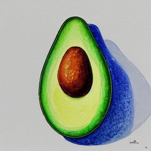 Prompt: Ornate Art Deco Avocado, watercolour, photorealistic, high resolution, white background, award winning