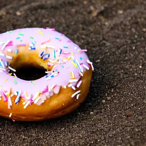 Image similar to a donut resting at the beach