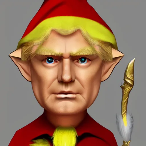 Prompt: fantasy elf wizard that looks like president donald trump, trending on art station