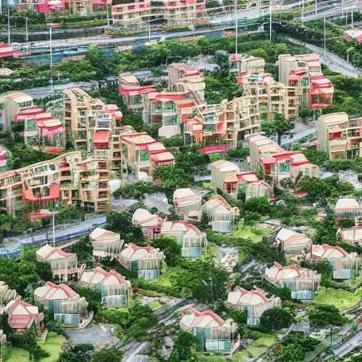 Prompt: a housing estate in singapore, by satoshi kon