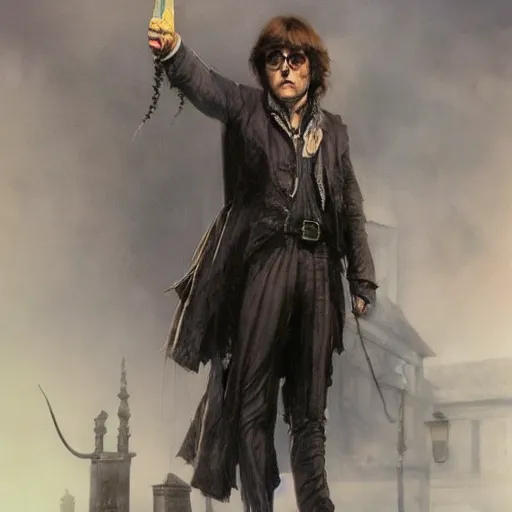 Prompt: john lennon as jack the ripper, ultra realistic, concept art, intricate details, highly detailed, photorealistic, octane render, 8 k, unreal engine, art by frank frazetta, simon bisley, brom