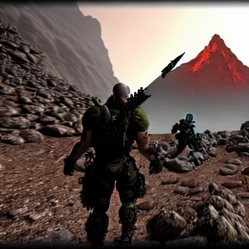 Prompt: spec ops at doom mountain in mordor