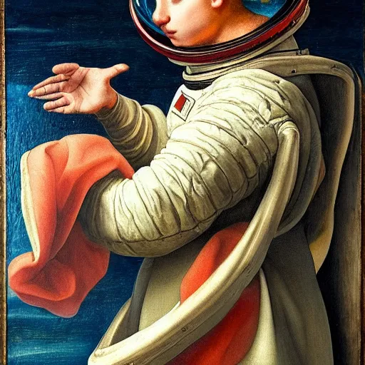 Prompt: An Astronaut floating in space in the style of an renaissance painting