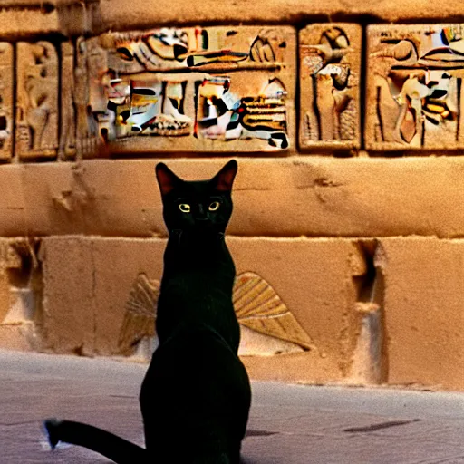 Prompt: hd photo of the egyptian humanoid cat goddess bast, in modern cairo. high - quality candid photography, cinestill 5 0 0