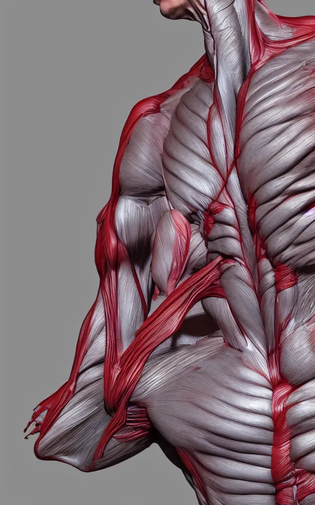 Image similar to intricated scientific medical 3d animation of the muscles and veins of a bat 3d octane render