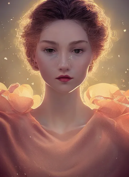 Prompt: stunningly beautiful face, prima ballerina in rose garden, symmetrical face, tutu, golden hour, smooth, focus, highly detailed, hyper realistic, ray tracing, dramatic lighting, elegant, intricate, concept art, art by wlop, mars ravelo, greg rutowski, artstation