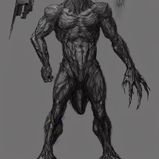 Image similar to full body monster concept art, humanoid form, digital art, in the style of ben lol, brian sum, ramil sunga, herbert lowis, furio tedesschi, christopher cao, frederic daoust, joe botardo, artstation, pinterest, deviantart