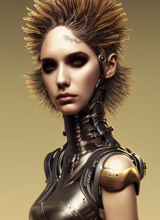 Image similar to soft lustrous ebony ivory seductive biotech raver gutter punk gothic cyborg, golden ratio, details, scifi, fantasy, cyberpunk, intricate, decadent, highly detailed, digital painting, octane render, artstation, concept art, smooth, sharp focus, illustration, art by artgerm, loish, wlop