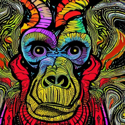 Image similar to stoned ape theory, psilocybin mushrooms, abstract, evolution