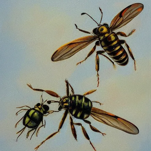 Image similar to a painting of insects by jean - pierre arboleda.