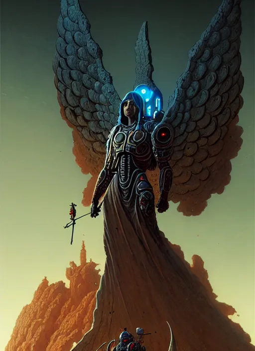 Image similar to rebulon the ancient arch angel - demon, by greg rutkowski and geof darrow, masterpiece concept art, 8 k, intricate detail, cinematic lighting, epic pose, deep colors, majestic view