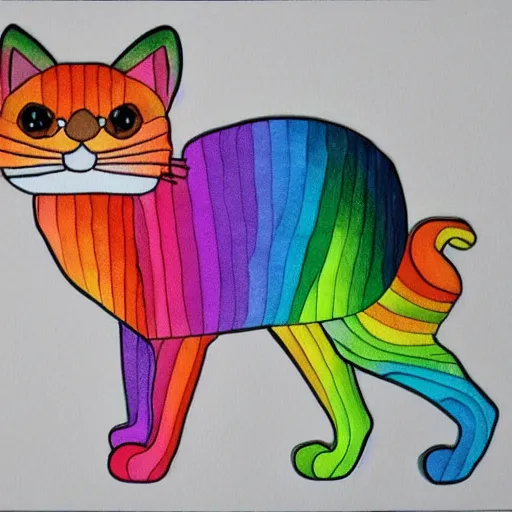 Image similar to Highly detailed and intricate Rainbow papercraft cat