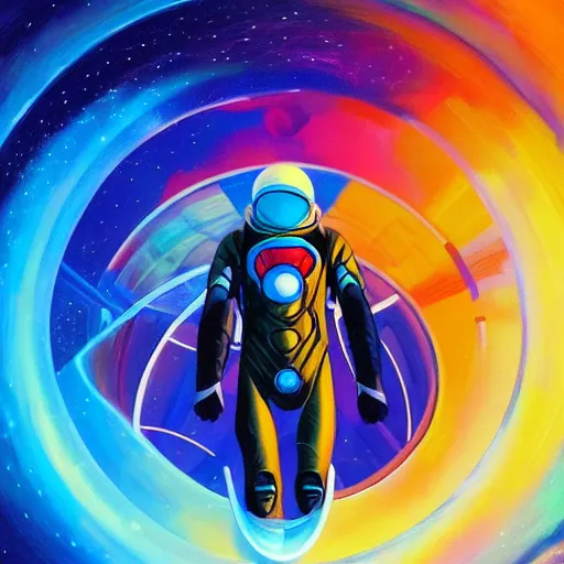 Prompt: marvel mech spaceman superhero with cape and magic spells surfing, isometric scifi astral spirit space journey in oil painting, pulled into the spiral vortex, trending on artstation, award winning, emotional, highly detailed ethereal isometric surrealist art